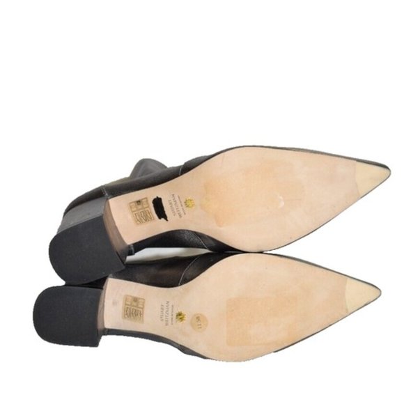 $700 STUART WEITZMAN Stuart 75 Block Stretch Bootie METALLIC POINTY 11.5 (PB12) - Picture 5 of 7
